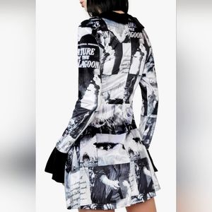 DollsKillxMonsters on the silver screen mini velvet dress in 1X silver screamB&W